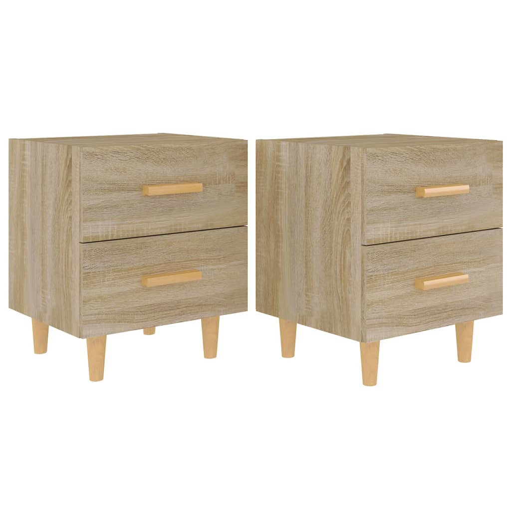 Vidaxl Mesita de Noche 40x35x47,5 Cm - Pack de 2 - Blanco/Negro/Roble Sonoma
