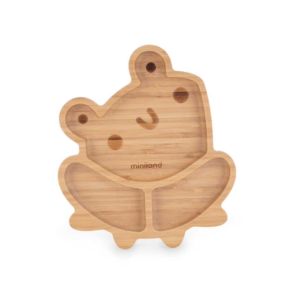 Plato BLW  con ventosa wooden plate frog