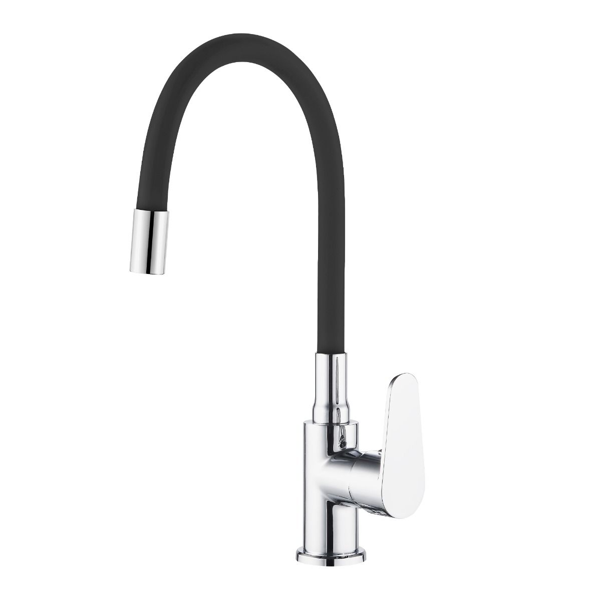Monomando fregadera caño goma flexible negro
