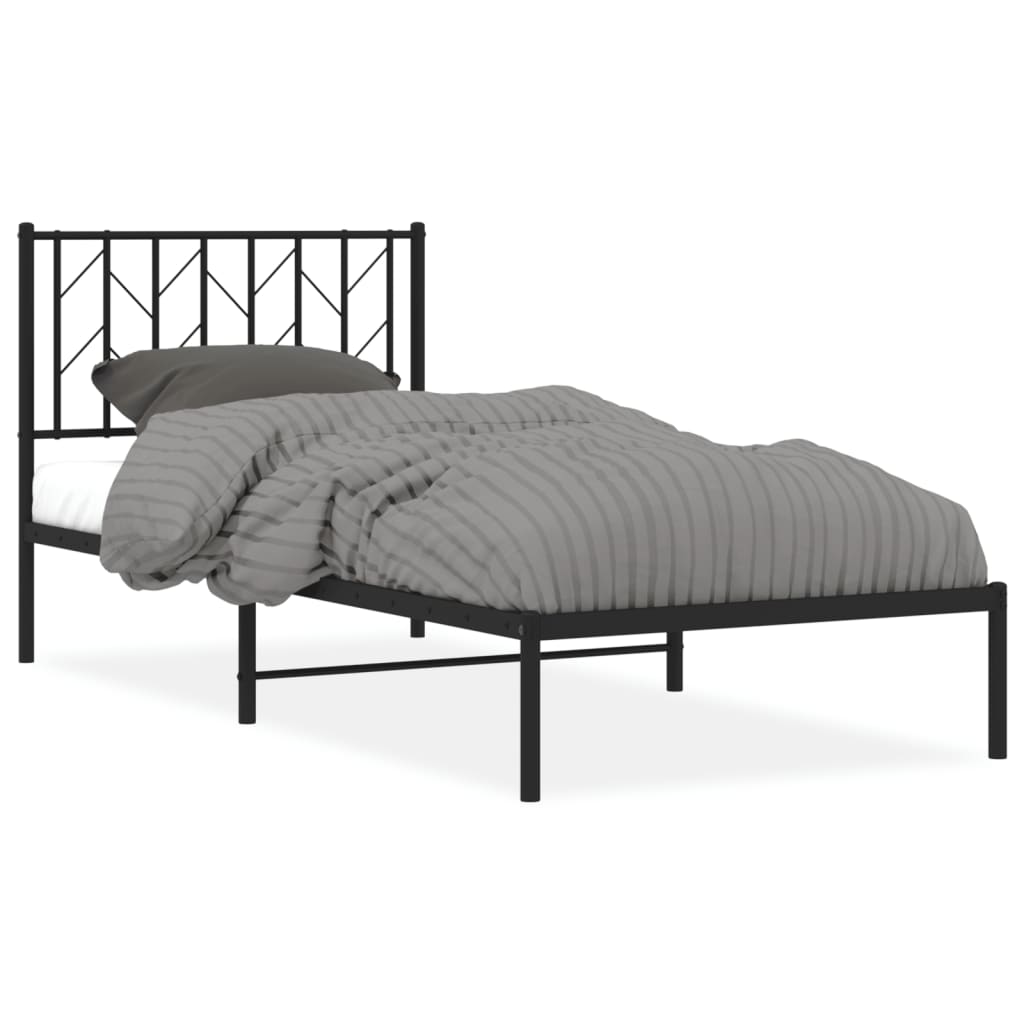 vidaXL Estructura cama sin colchón con cabecero metal negro 90x200 cm