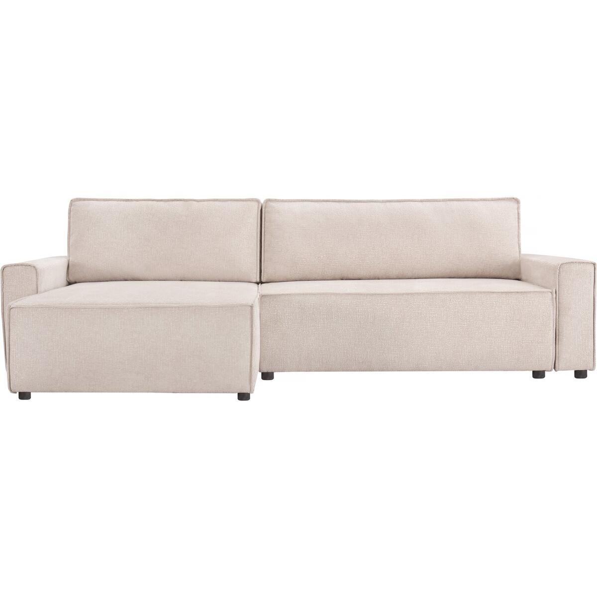 Habitat y Jardin - Sofá cama esquinero "Montaigne" de tela texturizada - 4 plazas - Beige