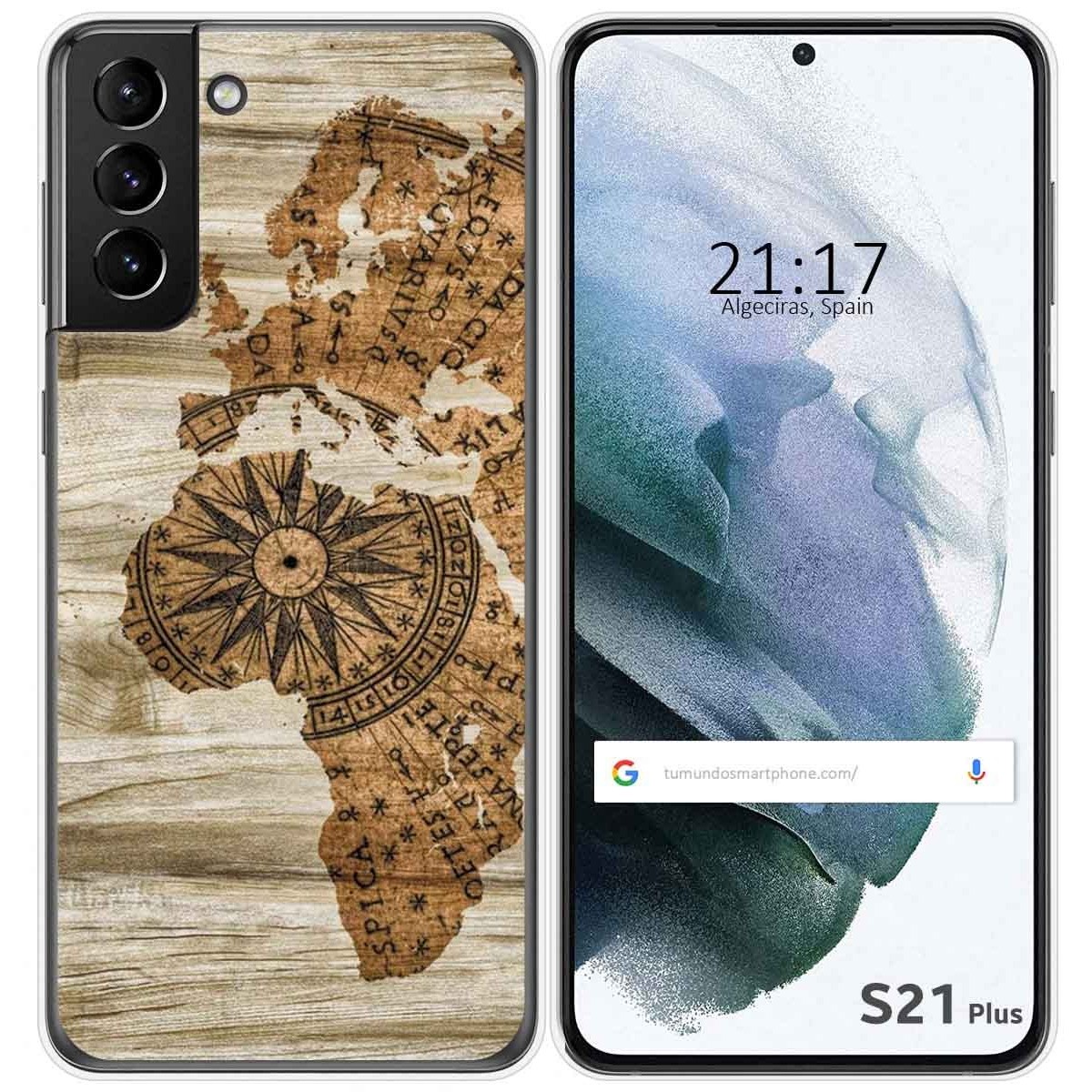 Tumundosmartphone Funda Gel Tpu para Samsung Galaxy S21+ Plus 5G diseño Madera 07 Dibujos