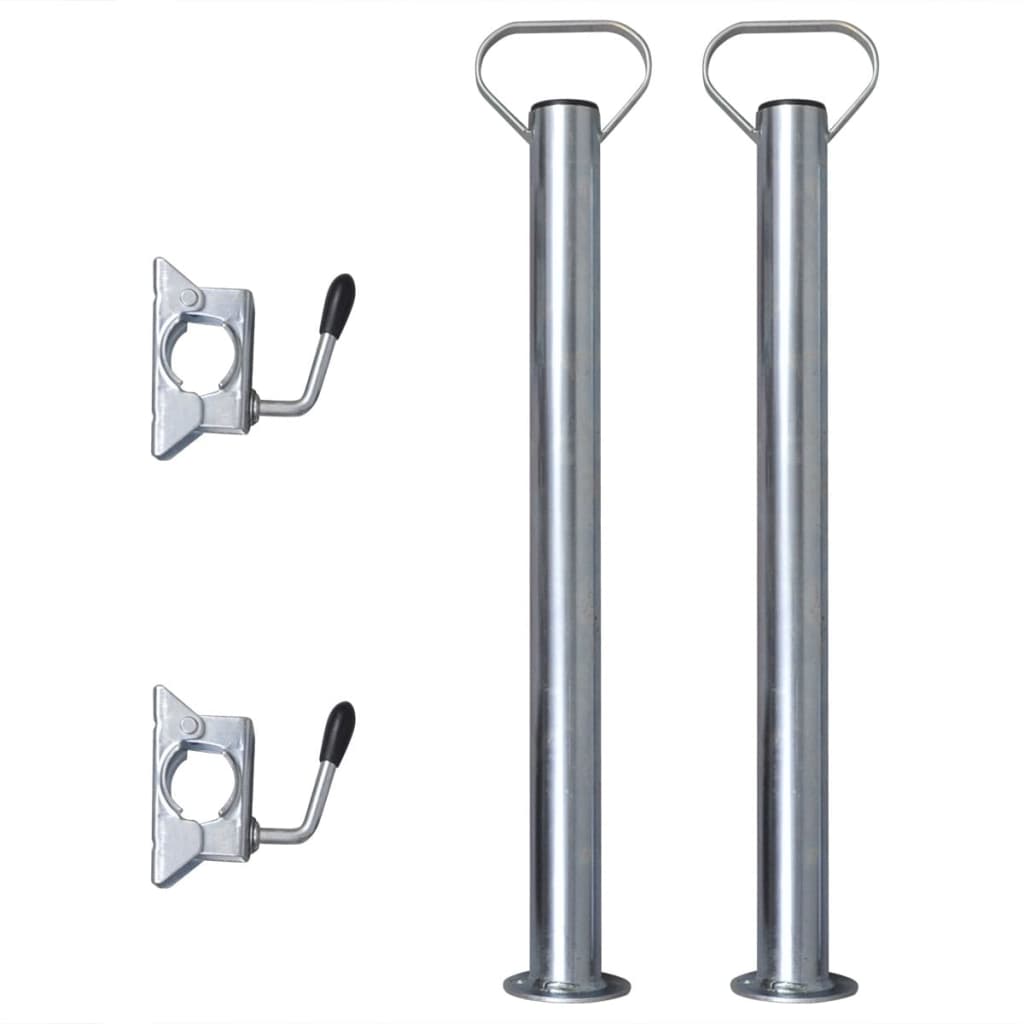 Vidaxl 2 Tubos de Soporte con 2 Abrazaderas para Rueda Jockey de 48 Mm