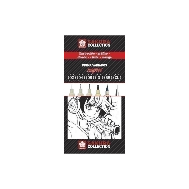 Talens - TALENS SAKURA COLLECTION SET DE ROTULADORES PIGMA VARIADOS + PORTAMINAS NEGRO PO06001