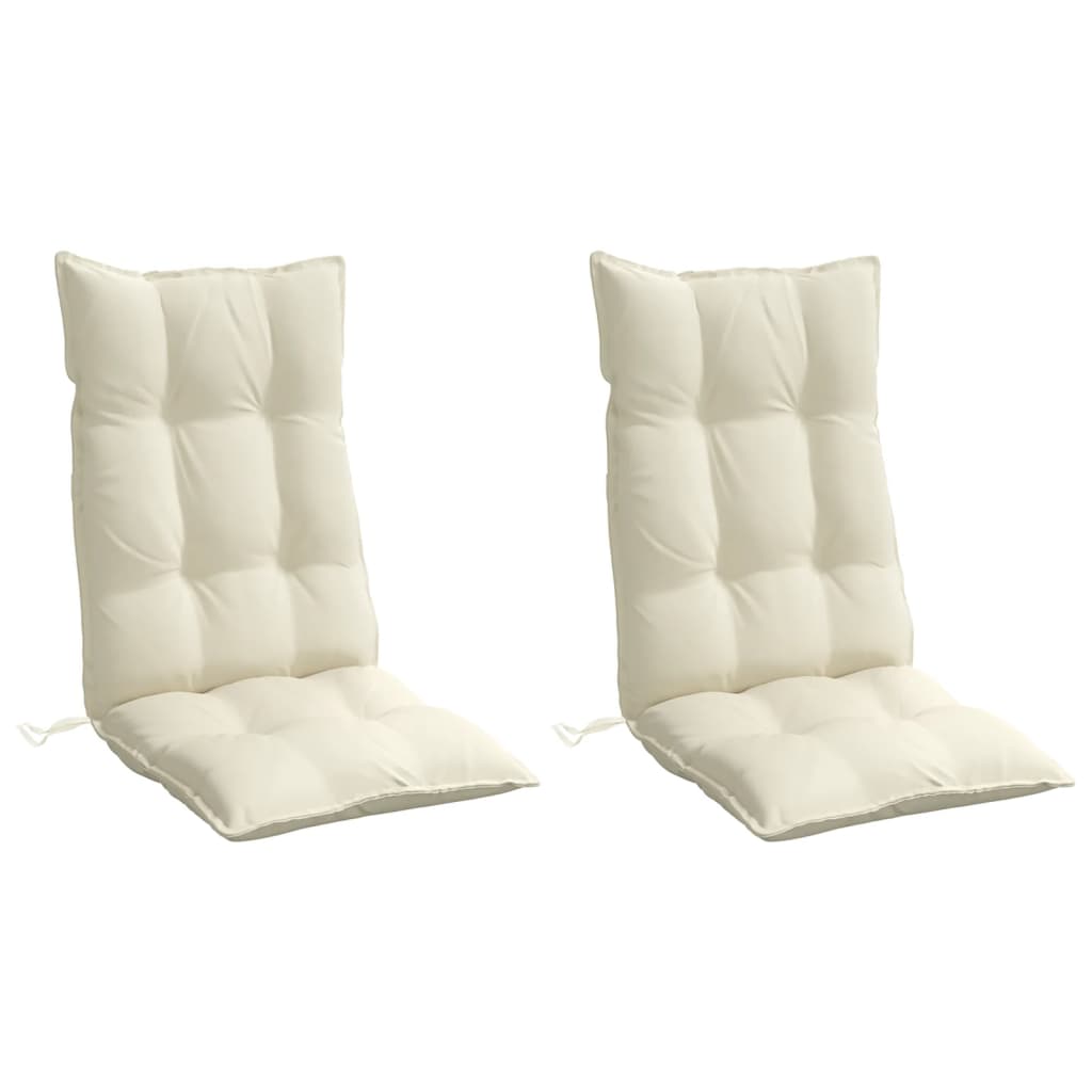 vidaXL Cojines de silla respaldo alto 2 uds tela Oxford color crema