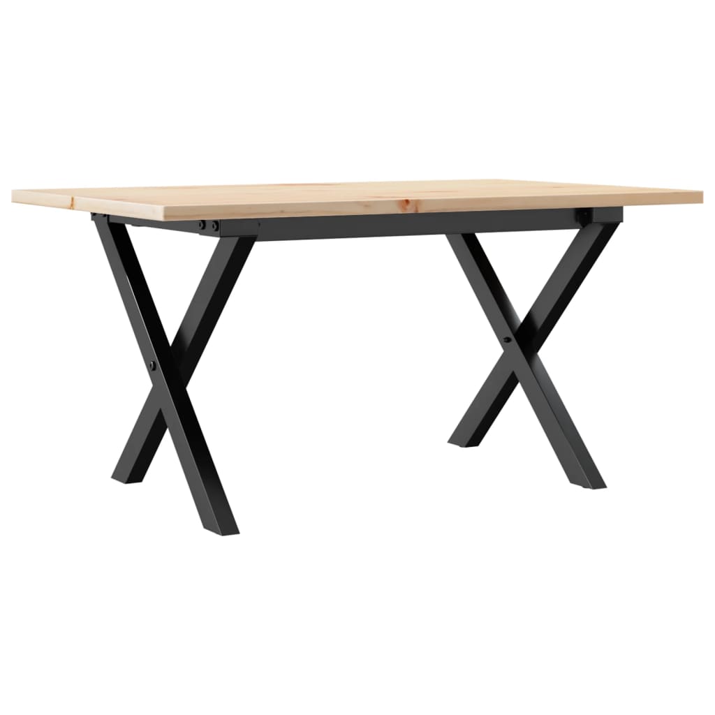 Vidaxl Mesa de Centro Marco X Madera Maciza Pino y Hierro 80x50x40 Cm Mesita de Salón o Comedor o Auxiliar Mesa de Café Meuble Salón