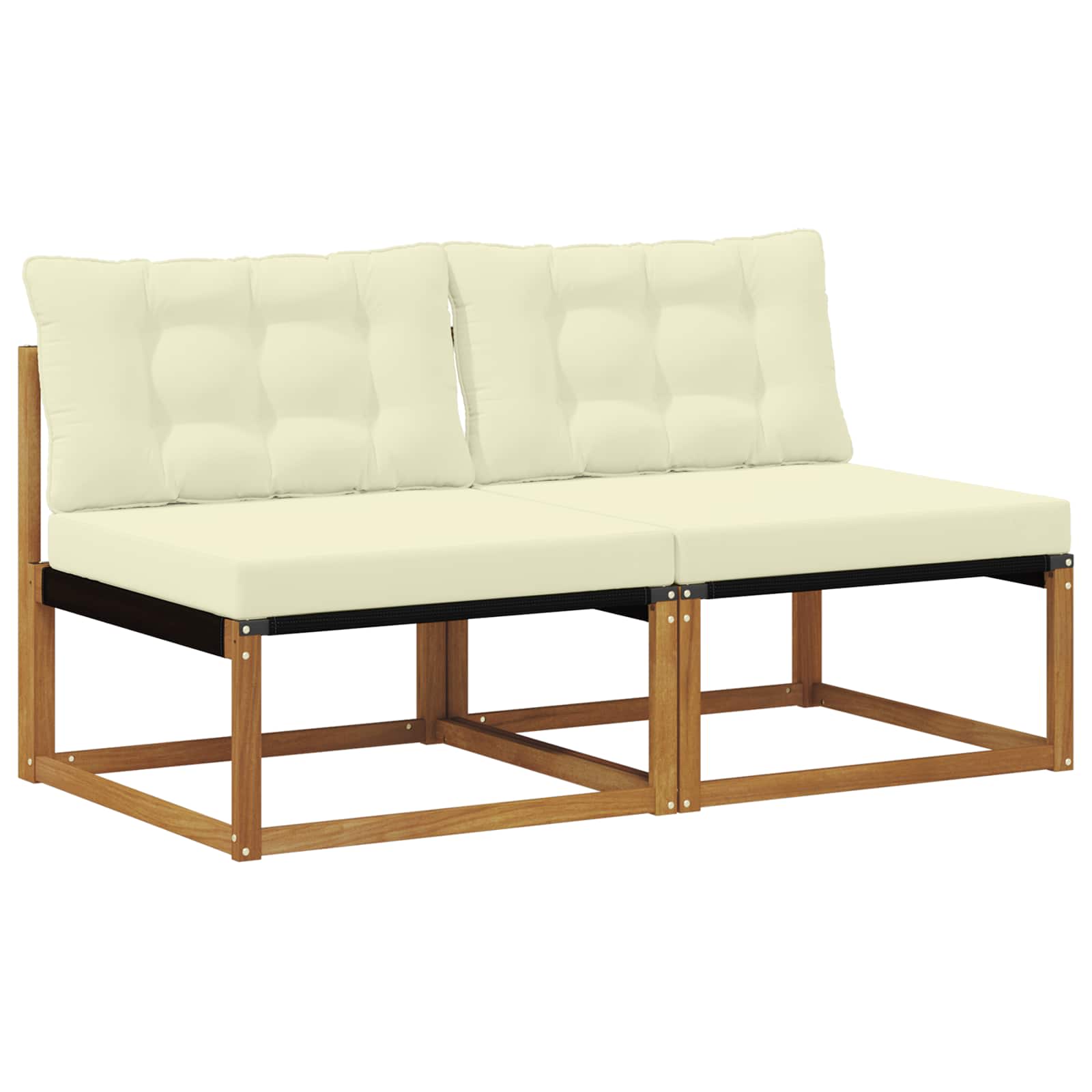 vidaXL 2 Pieza Sofá intermedio de exterior Madera de Acacia Sólida