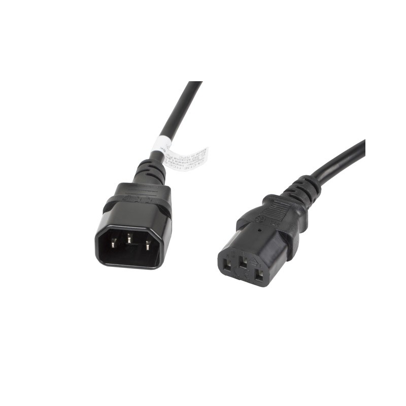 Lanberg - CA-C13E-11CC-0030-BK cable de transmisión Negro 3 m C13 acoplador C14 acoplador CA-C13E-11CC-0030-BK