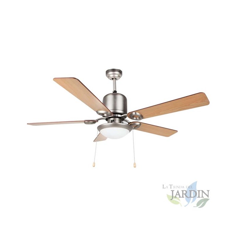 SUINGA Ventilador de Techo Orbegozo | 5 Palas Reversibles | 120 cm | Luz LED | Acero Inoxidable | Estilo Moderno