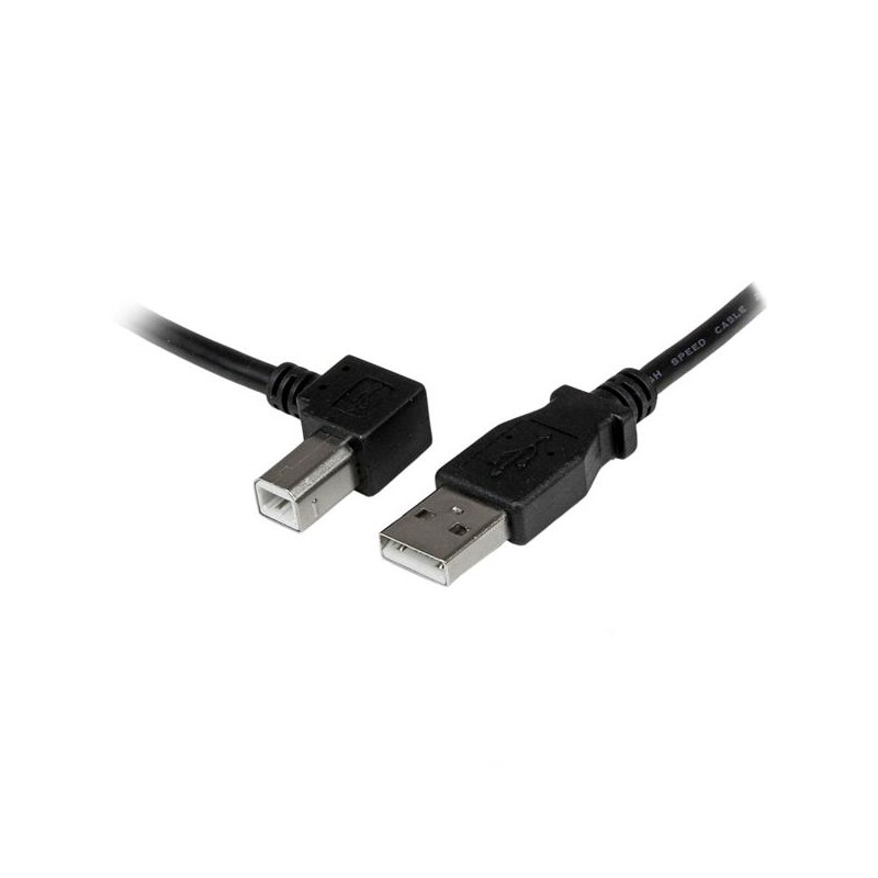StarTech.com - Cable Adaptador USB 3m para Impresora Acodado - 1x USB A Macho - 1x USB B Macho en Ángulo Izquierdo USBAB3ML