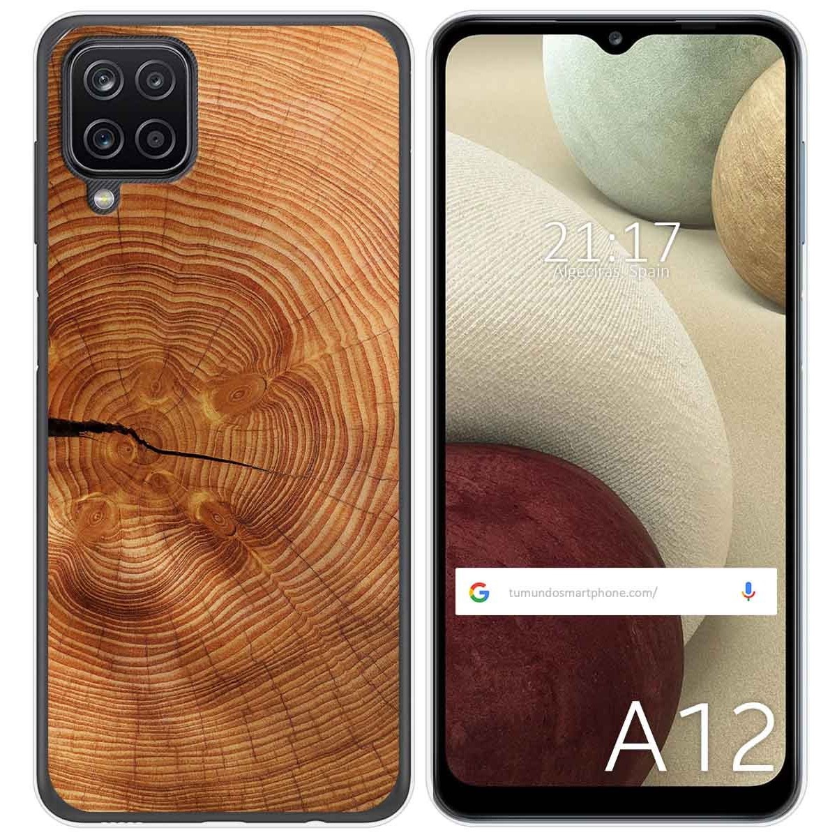 Tumundosmartphone Funda Gel Tpu para Samsung Galaxy A12 / M12 diseño Madera 04 Dibujos