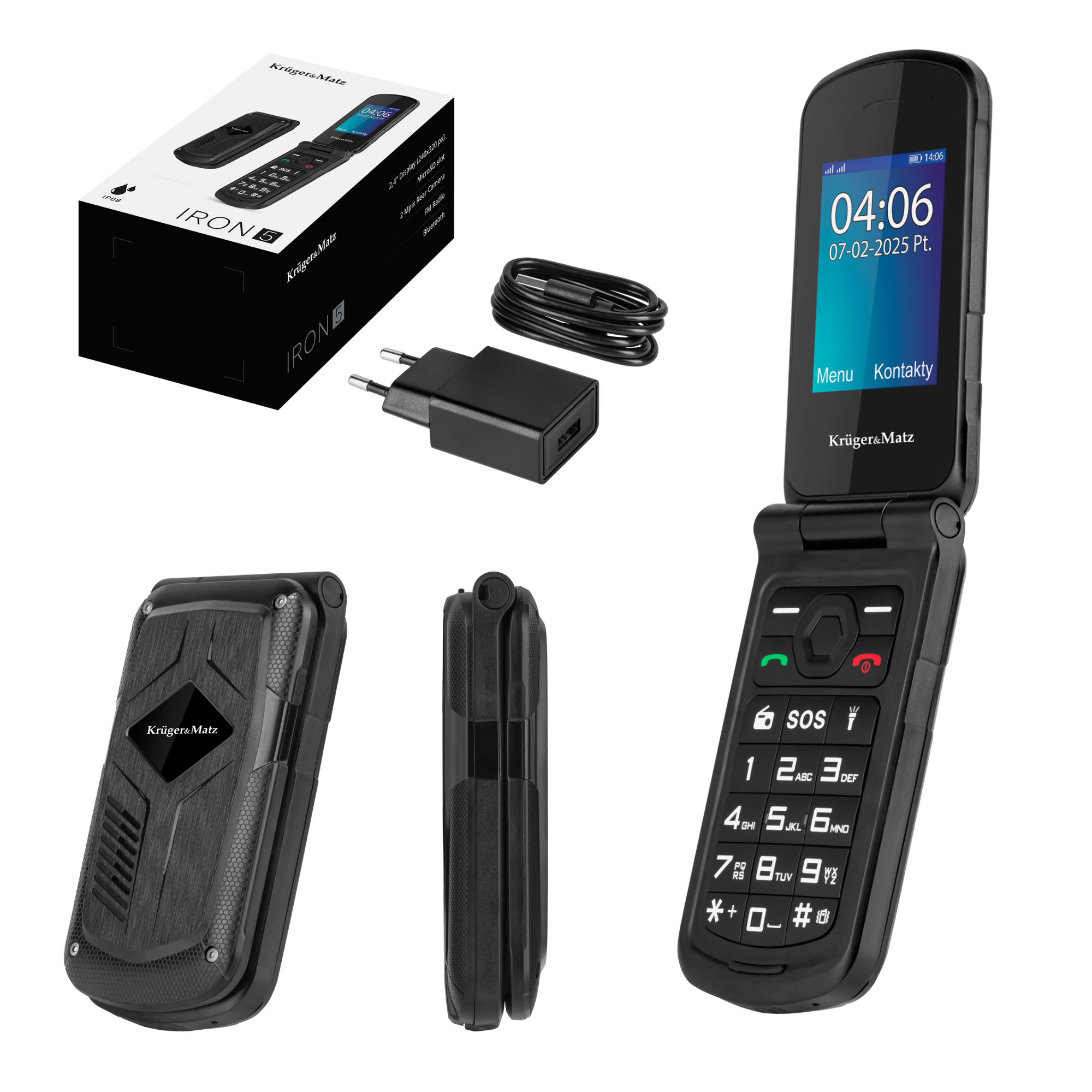Teléfono Kruger&Matz IRON 5 Flip 4G Bluetooth con doble SIM
