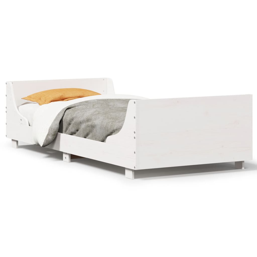 vidaXL Estructura de cama sin colchón madera maciza blanca 75x190 cm