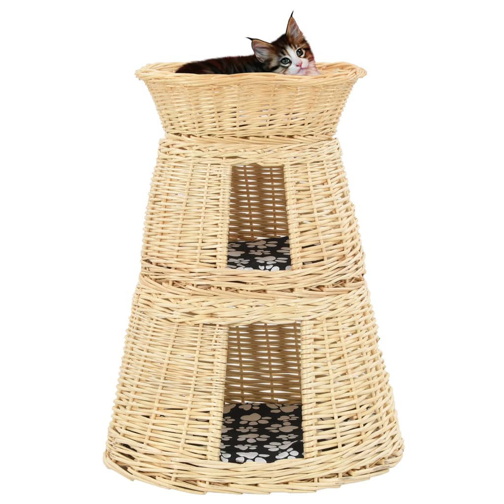 vidaXL Set 3x Cestas de Gatos con Cojines de Saucees 47x34x60cm Mascotas Color Gris,  Natural, y mas