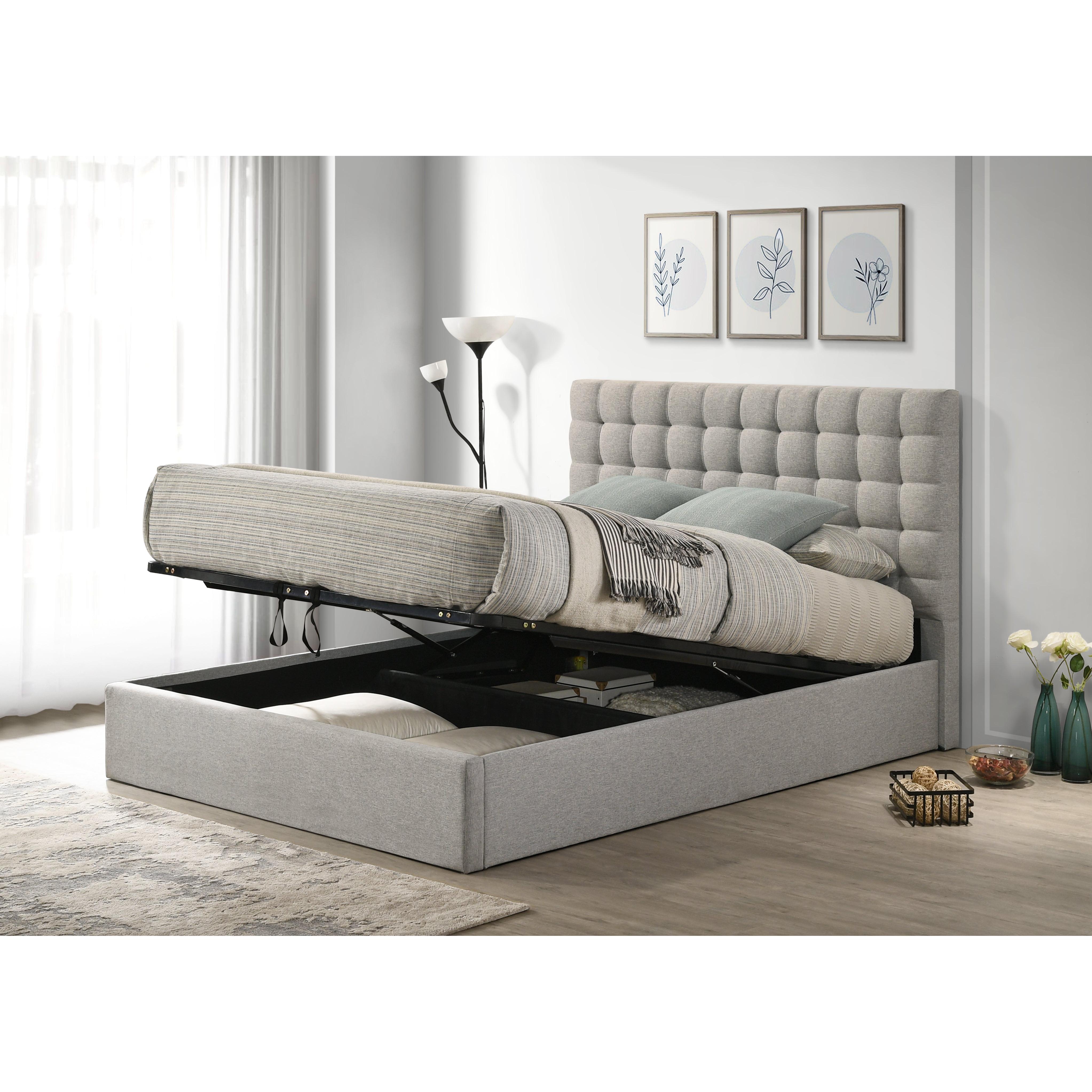 Cama Canape Abatible Trizen 135cm Gris en terciopelo + Colchon Viscoelastico de 23 cm