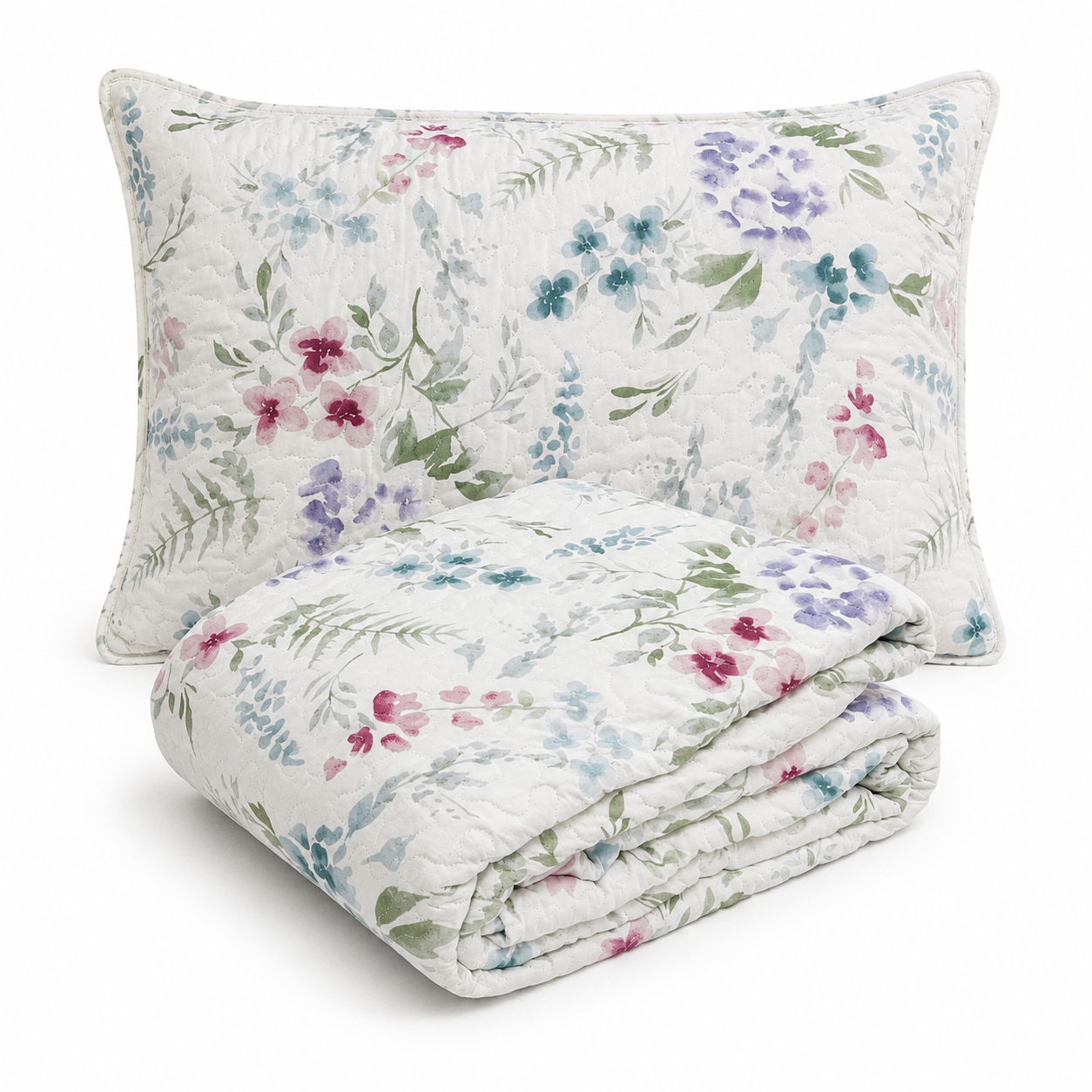 Colcha Bouti Olga Reversible para Verano y Entretiempo, Camas 90, 105, 135, 150 y 180 cm. Diseño Floral con Reverso Turquesa. Relleno 60% Algodón y 40% Poliéster. Suave y Transpirable. Roomers.