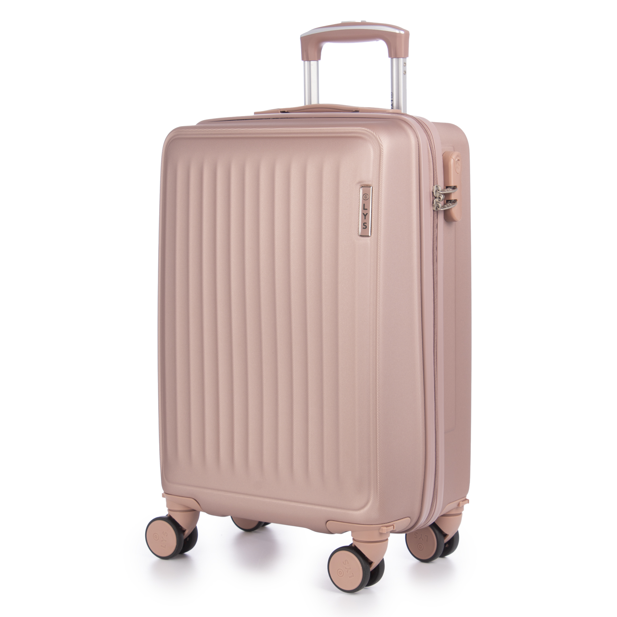 Maleta de cabina Trolley en material ligero de ABS de alta resistencia. Cerradura numérica y 4 ruedas dobles extraíbles y giratorias 360°.