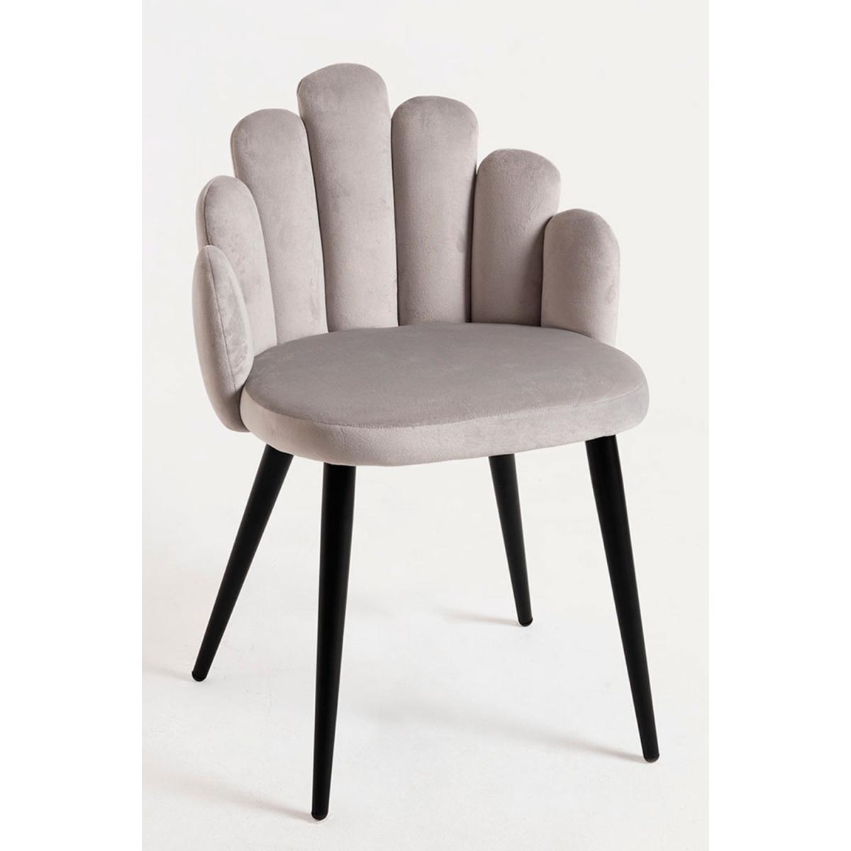 Regalos Miguel - Sillas Comedor - Silla Hand Terciopelo Patas Negras - Gris