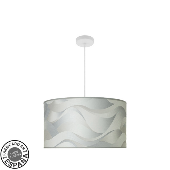 Colgante moda 3xe27 blanco/ola gris regx50x50cm c/difusor