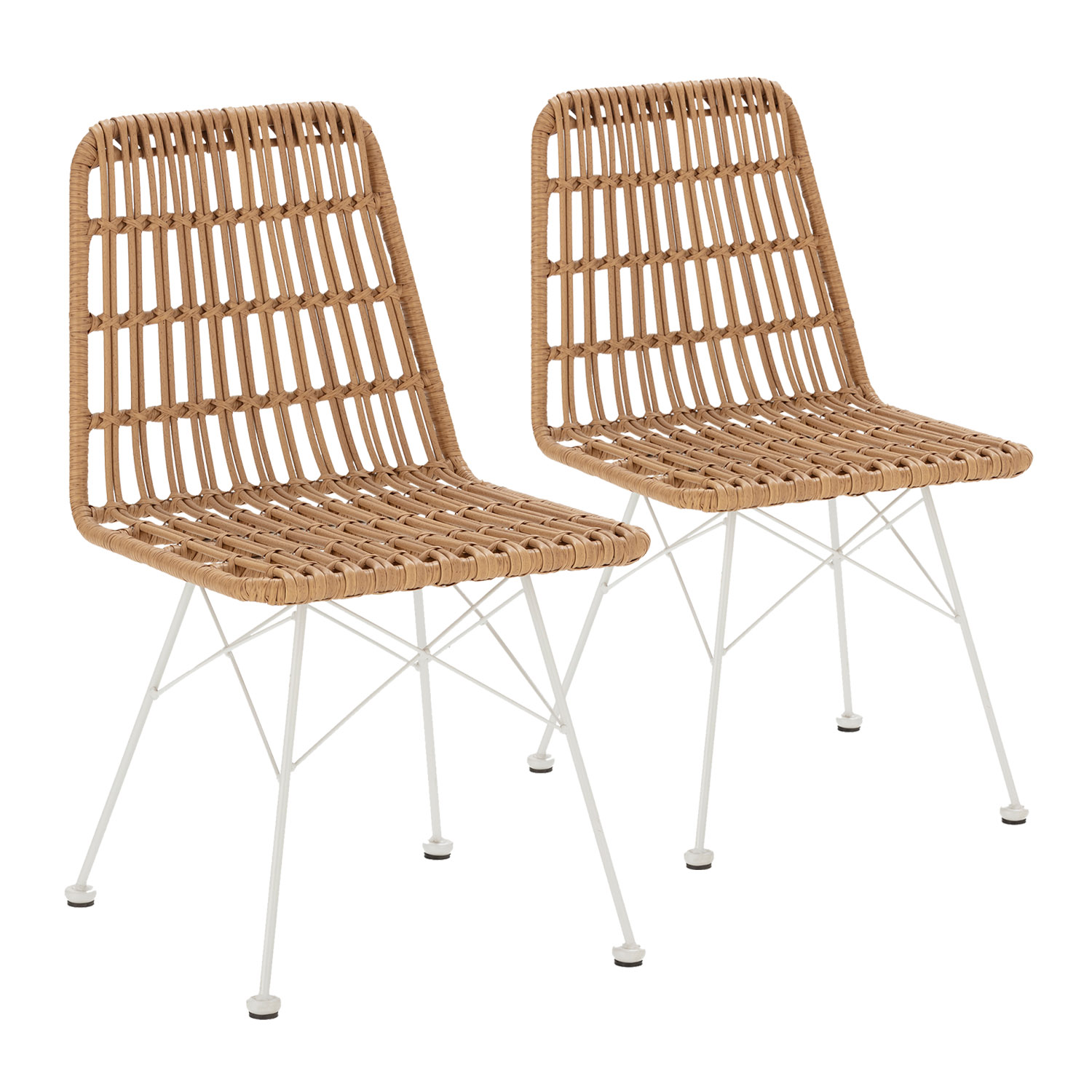 VS Venta-Stock Pack 2 sillas de comedor o jardín Aitana Ratan/Blanco