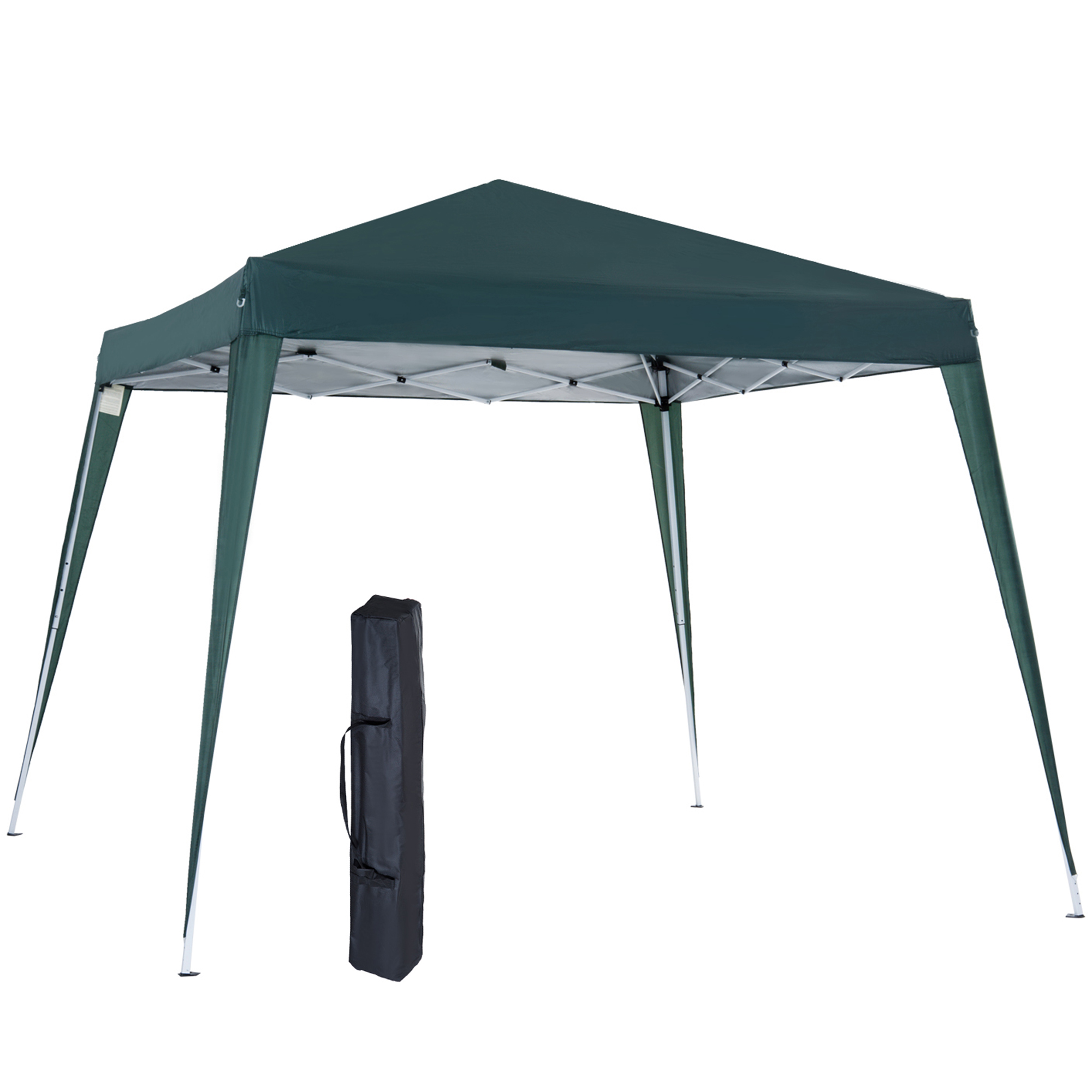 Outsunny Carpa Plegable 2,4x2,4 m, Pop-up, Cenador Pabellón de Jardín, Altura Ajustable con Bolsa de Transporte, Anti-UV, Impermeable, Gazebo para Camping, Fiestas, Exterior, Verde