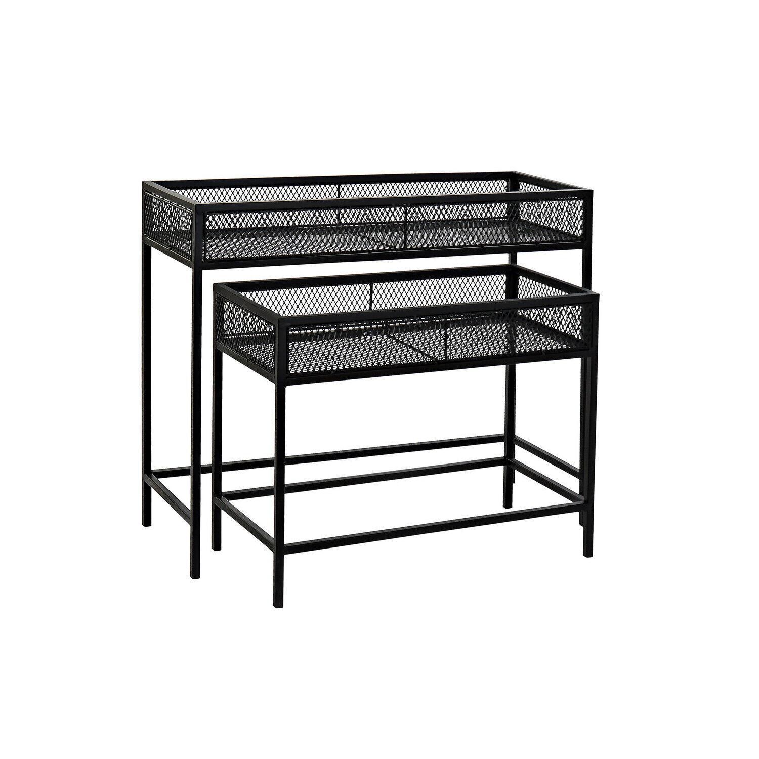 Macetero set 2 metal 70x25x60,5 55x25x45 negro , El mejor complemento para tu hogar.
