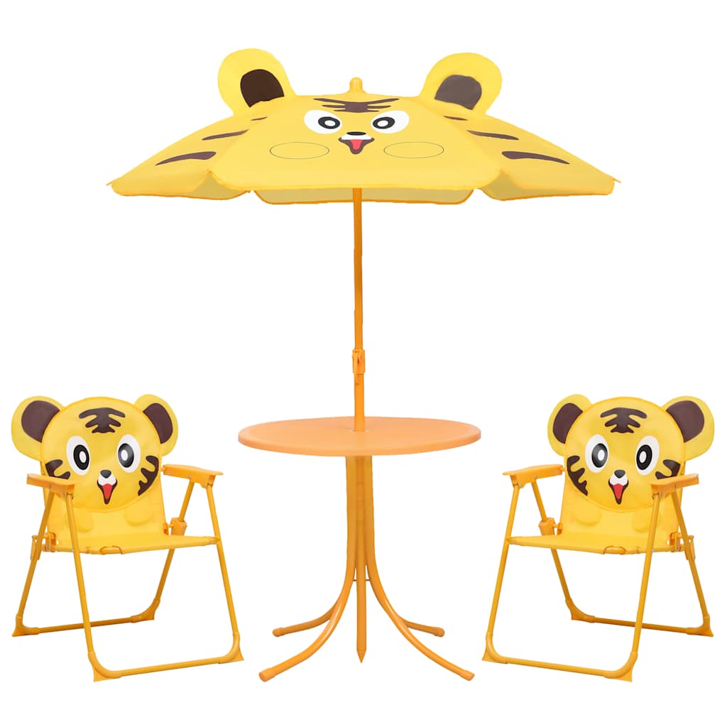 vidaXL Mesa y sillas de jardín infantil 3 pzas con sombrilla en color Amarillo/Verde/Rojo y más | cómodas modernas ergonómicas para comedor cocina salón hogar