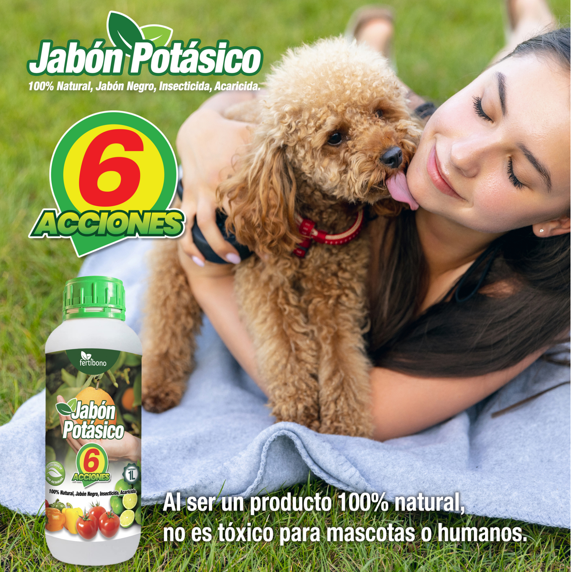 FERTIBONO Jabón Potásico, Aceite de Neem, (Pack 1L Jabón + 500ml Neem),  100% Naturales para Control de Plagas y Enfermedades en Plantas – Máxima