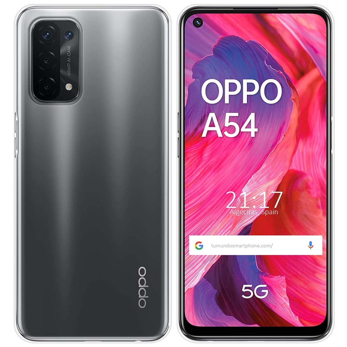 Tumundosmartphone Funda Silicona Gel TPU Transparente para Oppo A54 5G / A74 5G