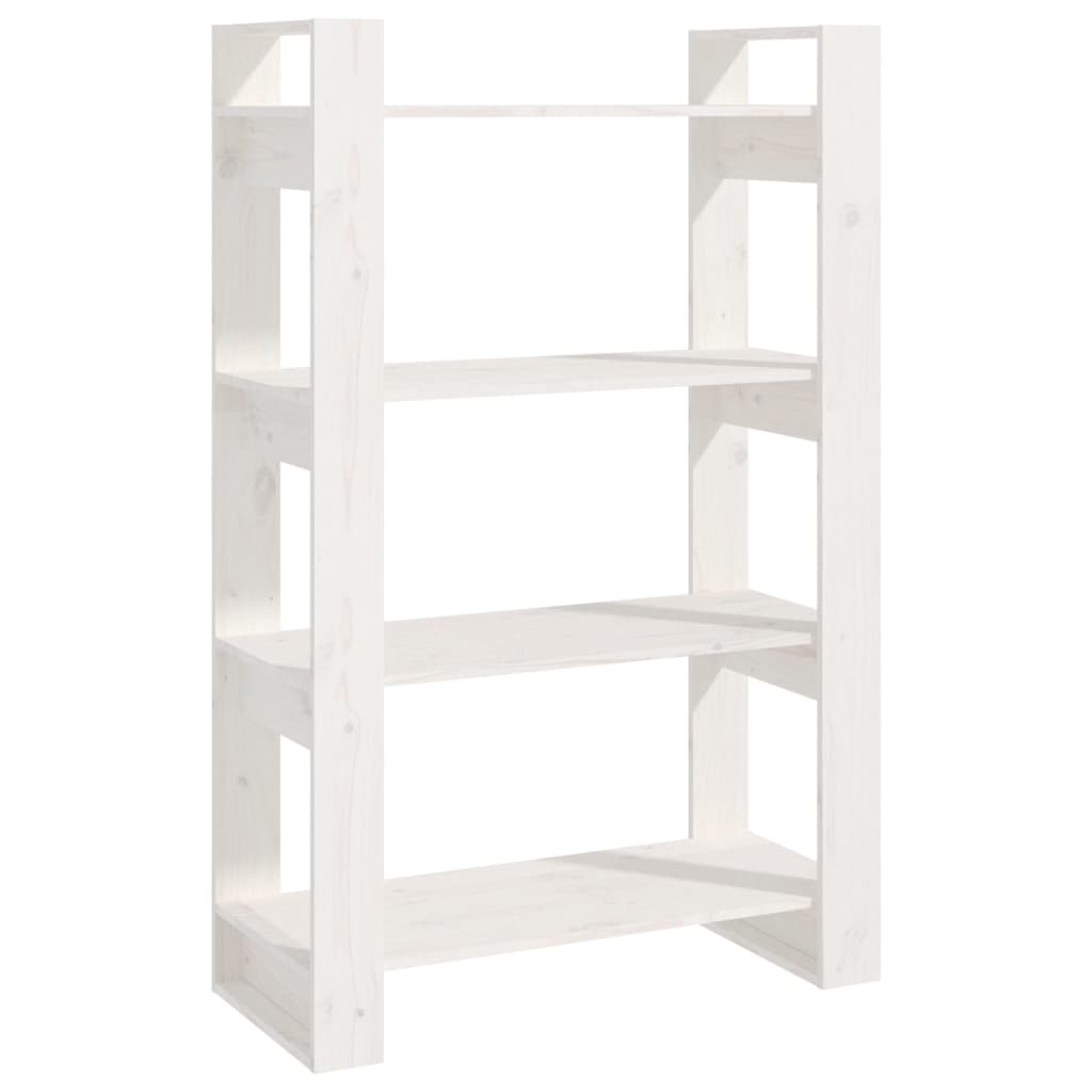 vidaXL Estantería/divisor de espacios madera pino 80x35x125 cm Natural, Blanco, Gris Mueble Almacenaje Estantería para Oficina, Estudio, Dormitorio Estantería/Librería/ mueble de Almacenamiento