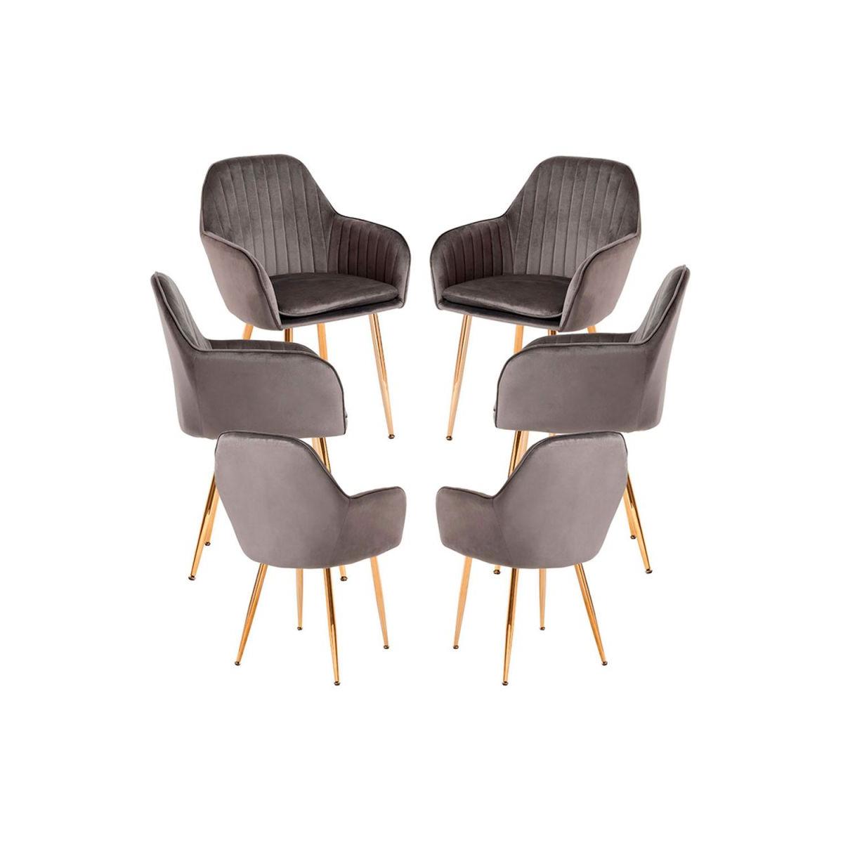 Regalos Miguel - Packs Sillas Comedor - Pack 6 Sillas Chic Golden - Gris oscuro