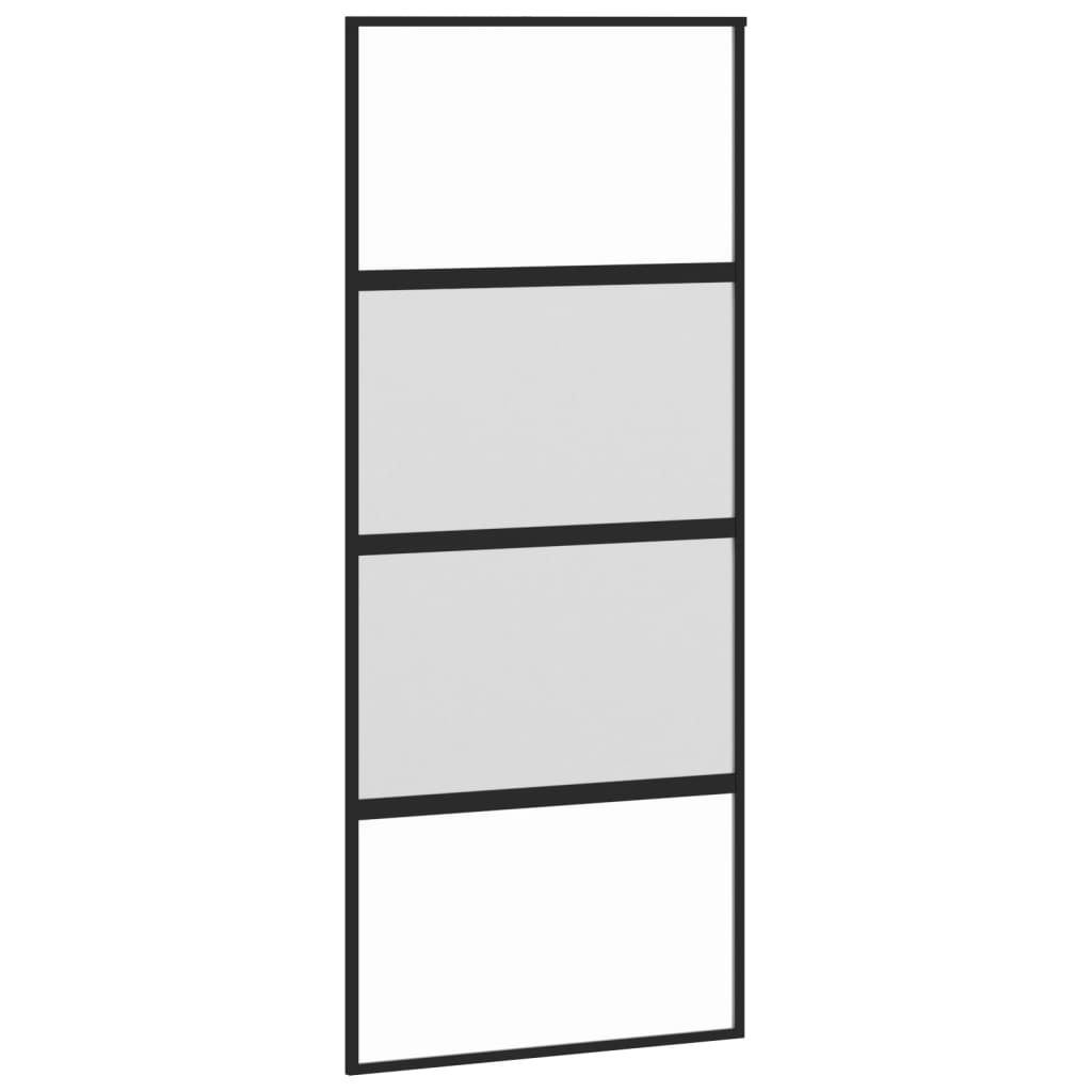 vidaXL Puerta Corredera Panel de Granero Hogar Vidrio Templado y Aluminio Negra Dimensiones 76 x 205 cm, 90 x 205 cm, 102.5 x 205 cm
