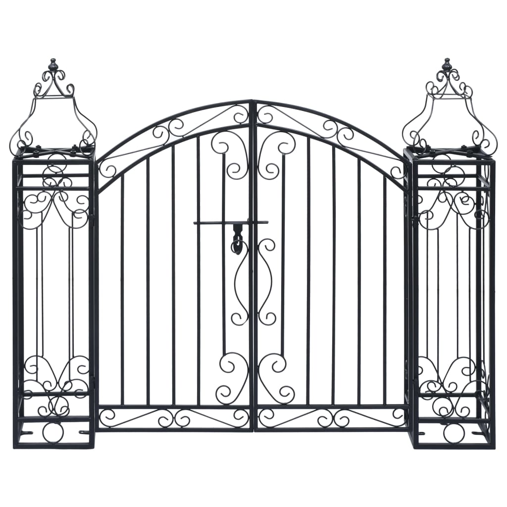 vidaXL Puerta de Jardín Decorativa de Hierro Forjado Arcos Entrada Portal Dimensiones 122 x 20.5 x 100 cm, 122 x 20.5 x 160 cm