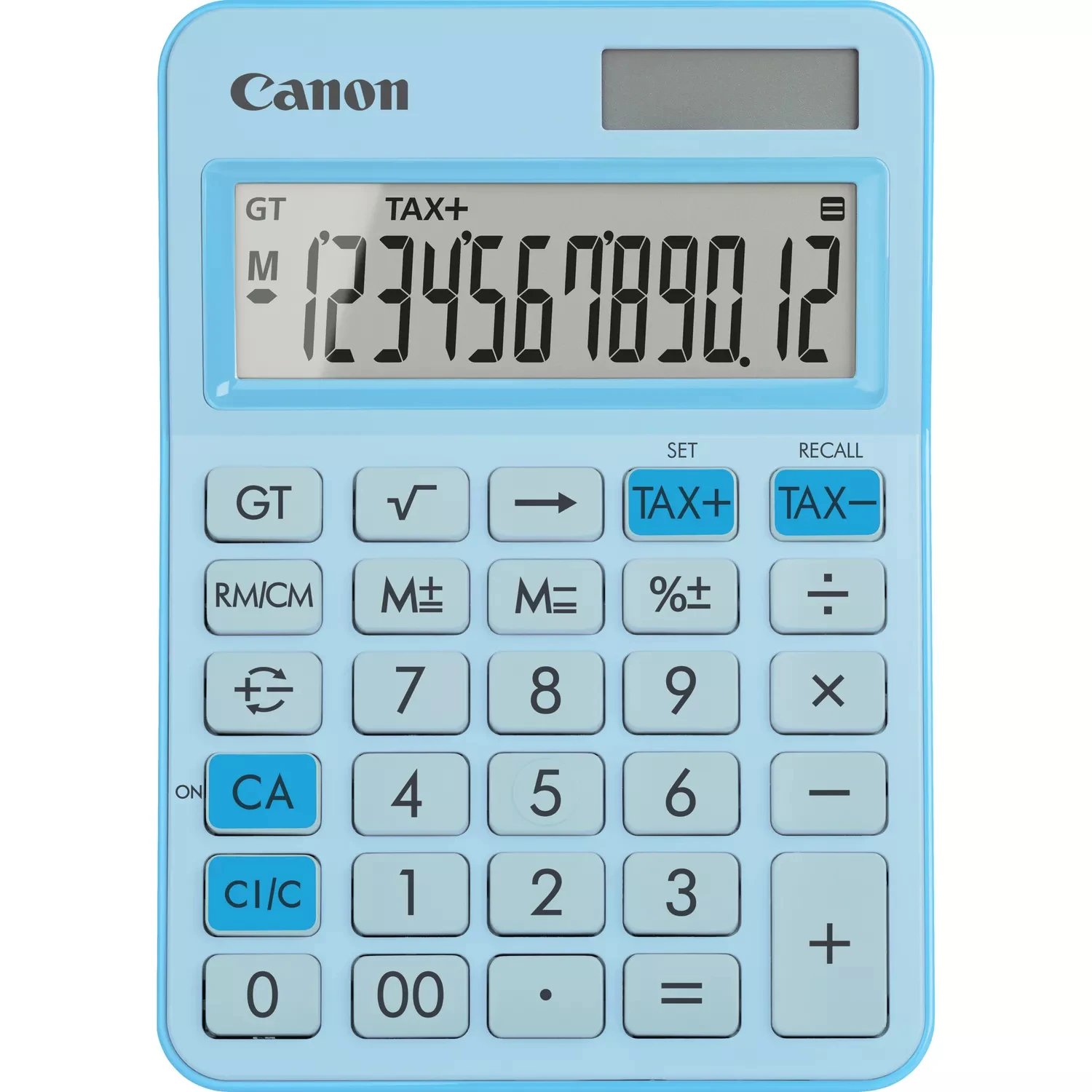 Canon - Calculadora de sobremesa LS-125KB con pantalla LCD de 12 dígitos ajustable, alimentación dual solar y batería, memoria triple y cálculo de impuestos para oficina y estudio
