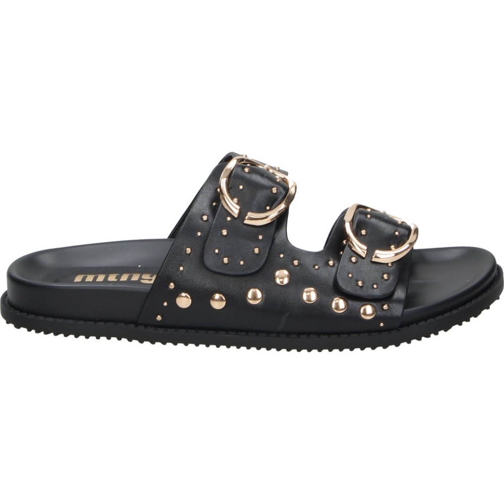 MTNG | Sandalias Planas Mustang Sia para Mujer – Sandalias con Tachuelas en Color Negro – Sandalia de Verano Slip On y Ajuste de Hebilla – Cómodas y Versátiles – Combinables – Moda – Modelo 55500