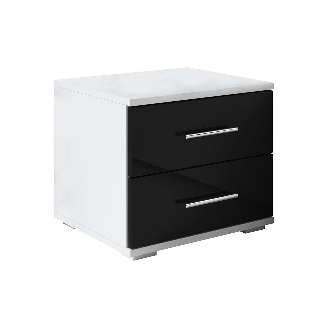 MB Muebles Bonitos - Mesita de noche, 2 cajones, 40x35x40cm, Blanco y Negro, Acabado Brillo, Modelo Beatriz