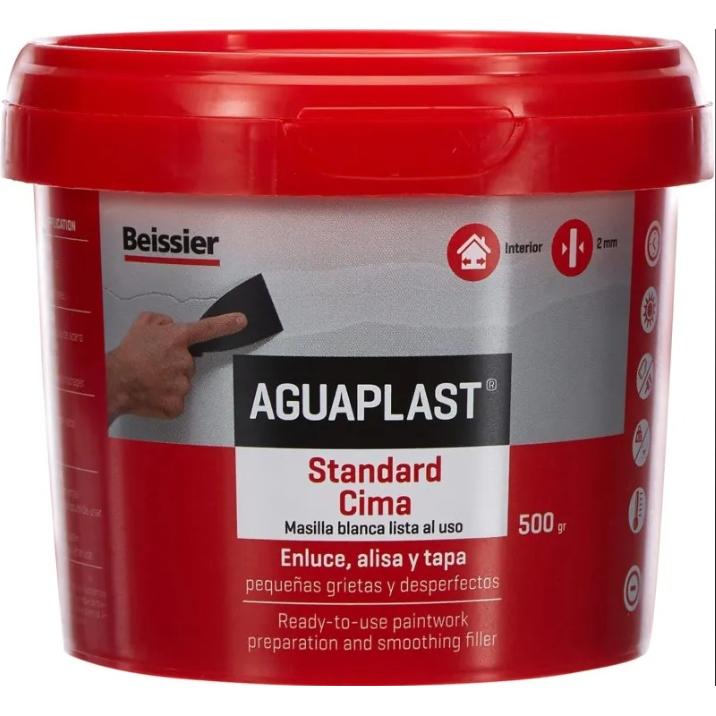 Masilla Aguaplast Standard Cima Beissier lista Para Usar para enlucir, alisar y tapar grietas en diferentes tamaños y formatos