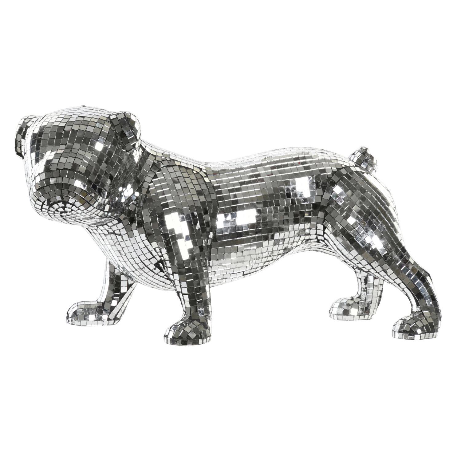 FIGURA RESINA 45,5X21,5X25 BULLDOG ESPEJO PLATEADO FD194720