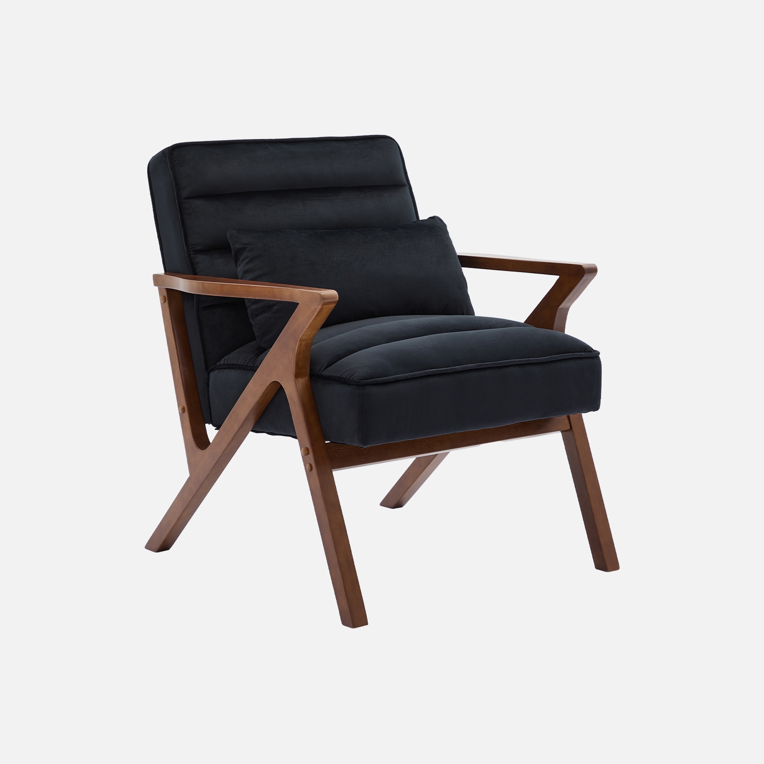 sweeek - Sillón escandinavo de madera de hevea y terciopelo , Antoine terciopelo , 70x75x81