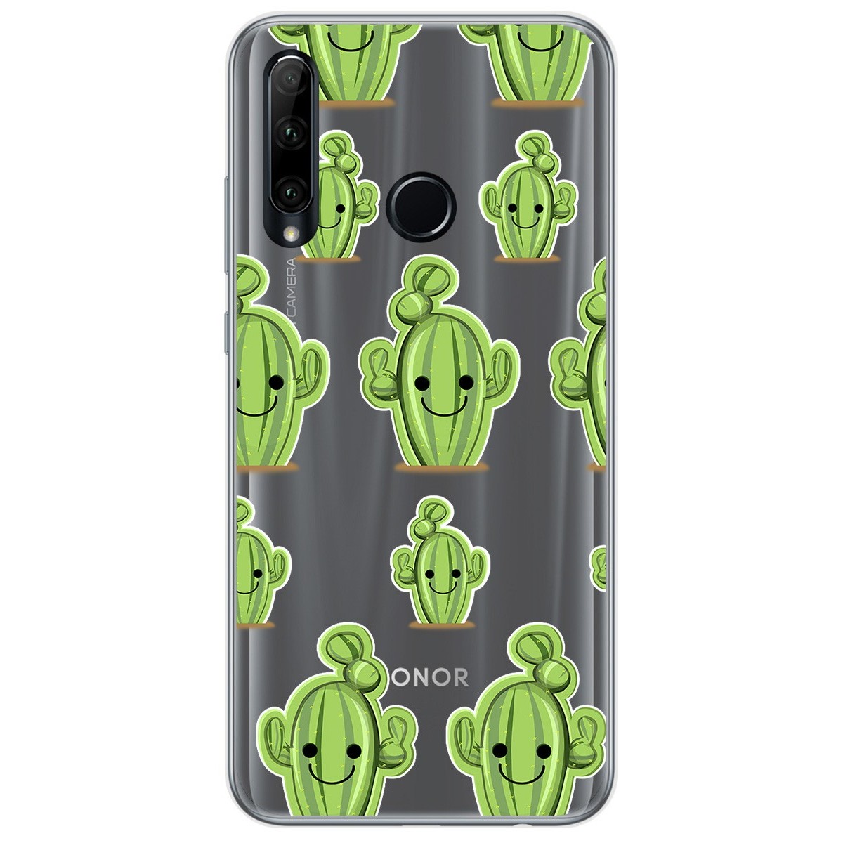 Tumundosmartphone Funda Gel Transparente para Huawei Honor 20 Lite diseño Cactus Dibujos