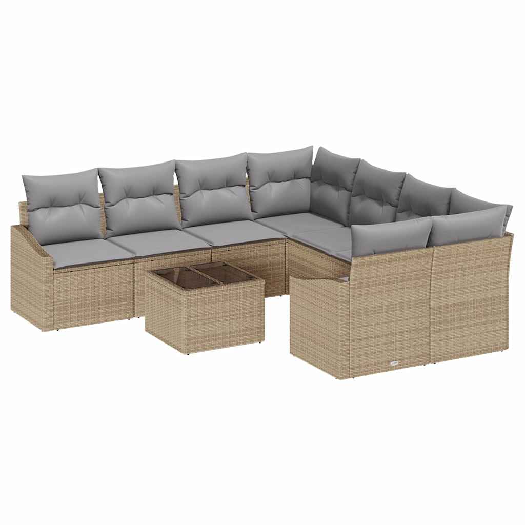 vidaXL Juego de Sofá Manual 9 pcs Beige y Gris Claro ratán sintético