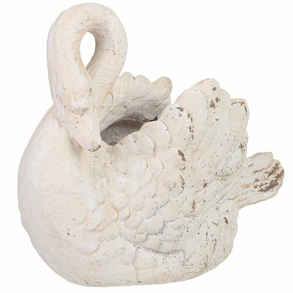 Wonderlust Deco - Macetero de cisne de resina blanco 44x22x34 cm Blanco 43.5x21.5x34h cm