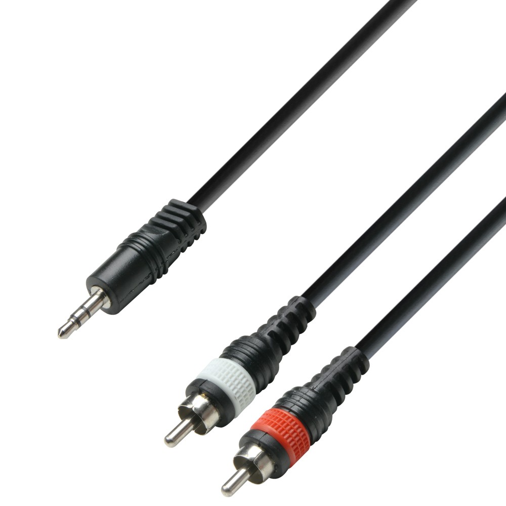 Cable de Sonido Adam Hall JACK 3,5 ST Macho A 2RCA Macho 3m HQ - Alta Calidad