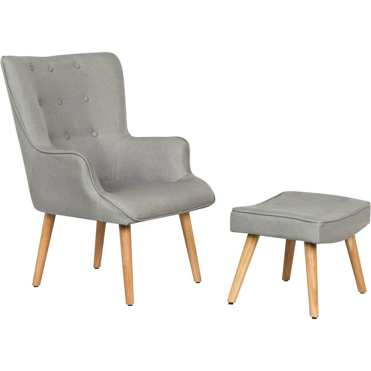 Habitat y Jardin - Sillón escandinavo en tela "Odense" - 73 x 81 x 92,5 cm - Gris claro