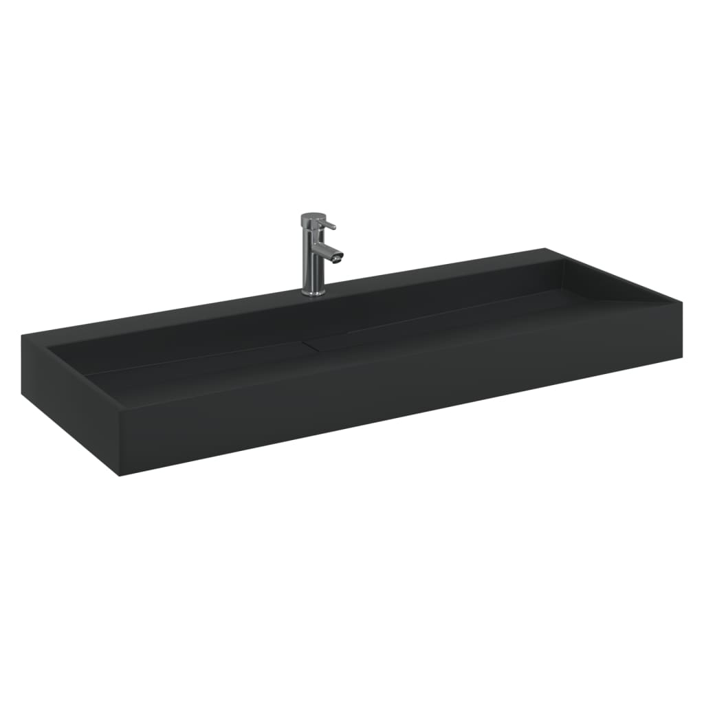 vidaXL Lavabo de fundición de mineral/mármol 120x46x11 cm Color Negro,  Antracita, y mas