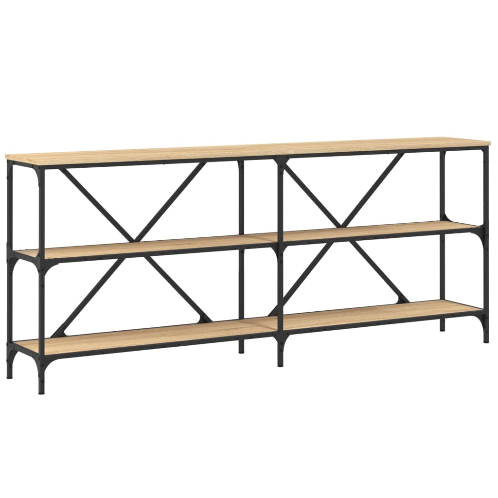 Vidaxl Mesa Consola Hierro y Madera de Ingeniería 180x30x75 Cm - Negro
