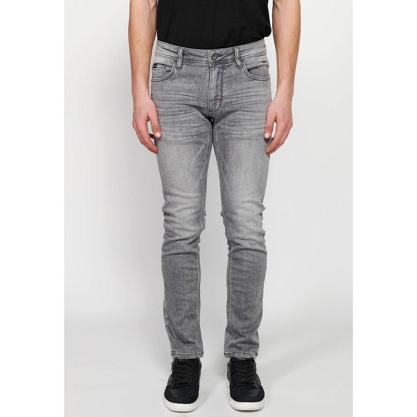 Koroshi - Koroshi Pantalón largo Jeans denim slim fit con Cinco bolsillos, uno cerillero de Color Denim Gris para Hombre