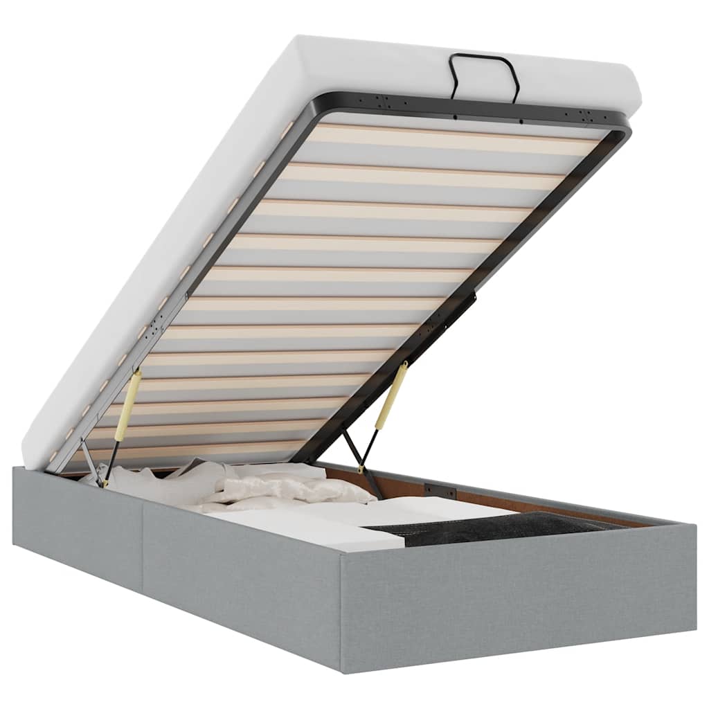 vidaXL Estructura cama otomana sin colchón tela gris claro 100x200cm