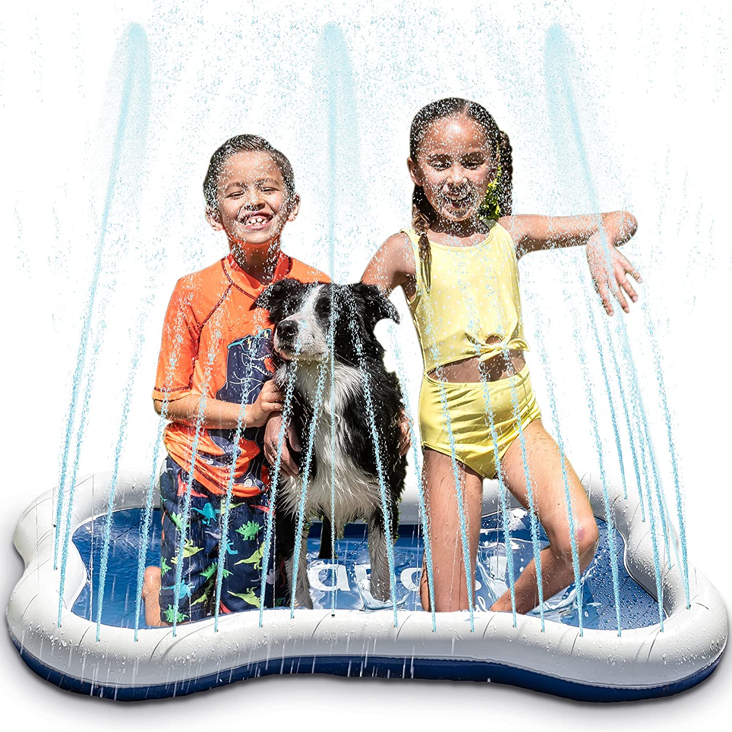 Quapas Dog Splash Pad aspersor: alfombrilla de agua para perros, juego de agua para perros y aspersores, para niños, juguete de jardín, esterilla de agua, juegos de agua para niños y mascotas 140x90cm