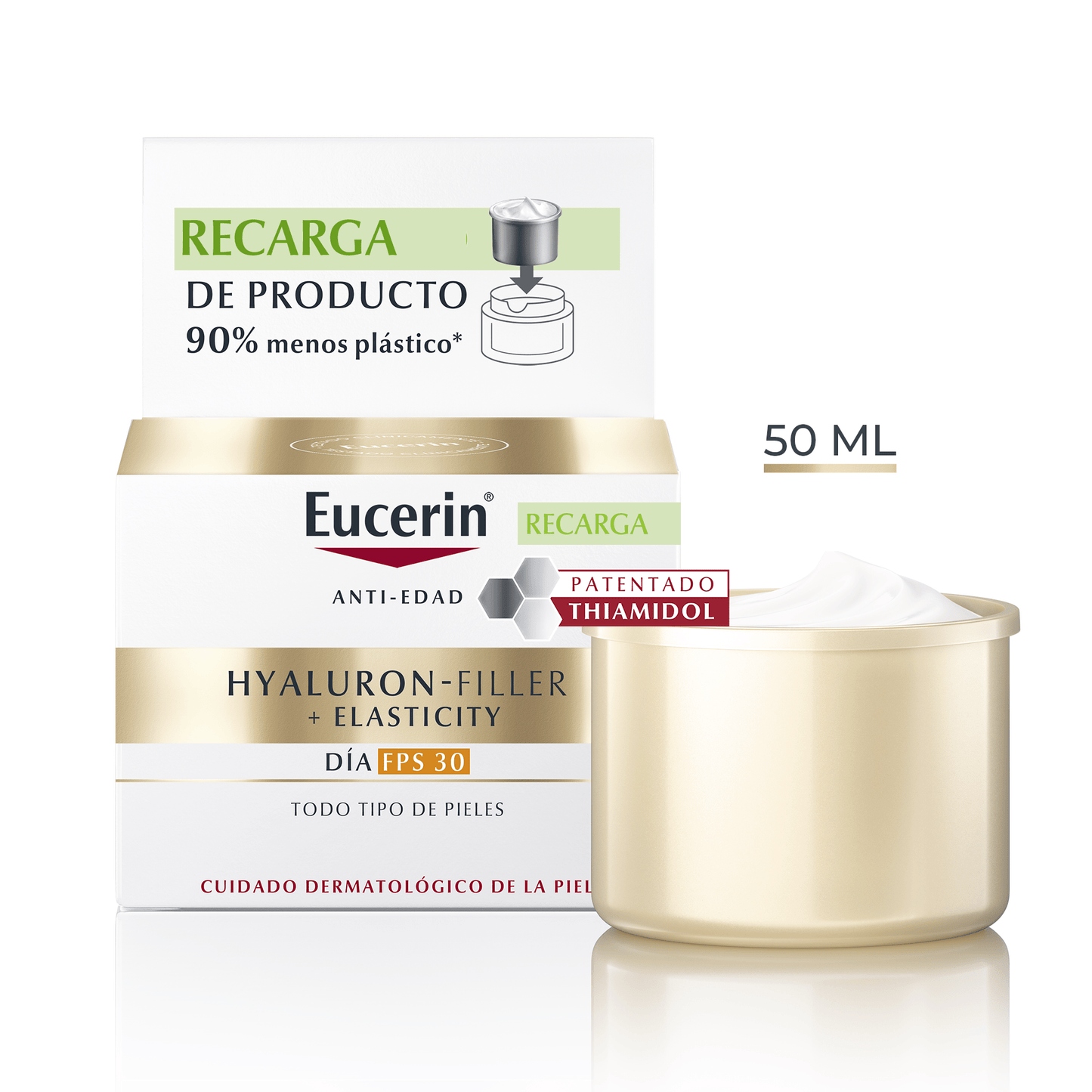 EUCERIN HYALURON FILLER+ ELASTICITY DIA FPS 30 1 ENVASE 50 ML REFILL